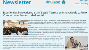 Newsletter de la Sessió en Innovació 'Compartim el que fem en treball social'