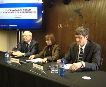 Roser Fernández, Artur Arqués i Manel Jovells a la IV Jornada del Fòrum d'Associats Col·laboradors
