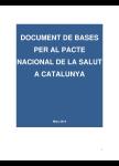 Document de bases per al Pacte Nacional de la Salut a Catalunya 